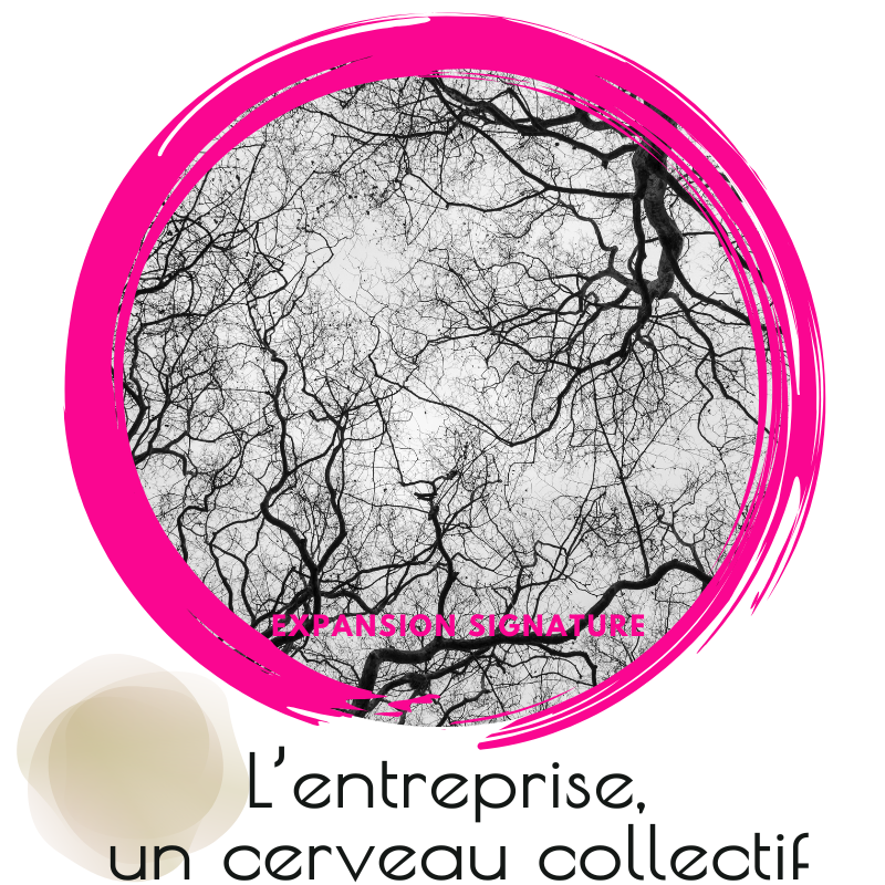 concept de cerveau collectif : représentation d’une entreprise comme un réseau neuronal interconnecté symbolisant la coopération, la communication et l’intelligence collective.